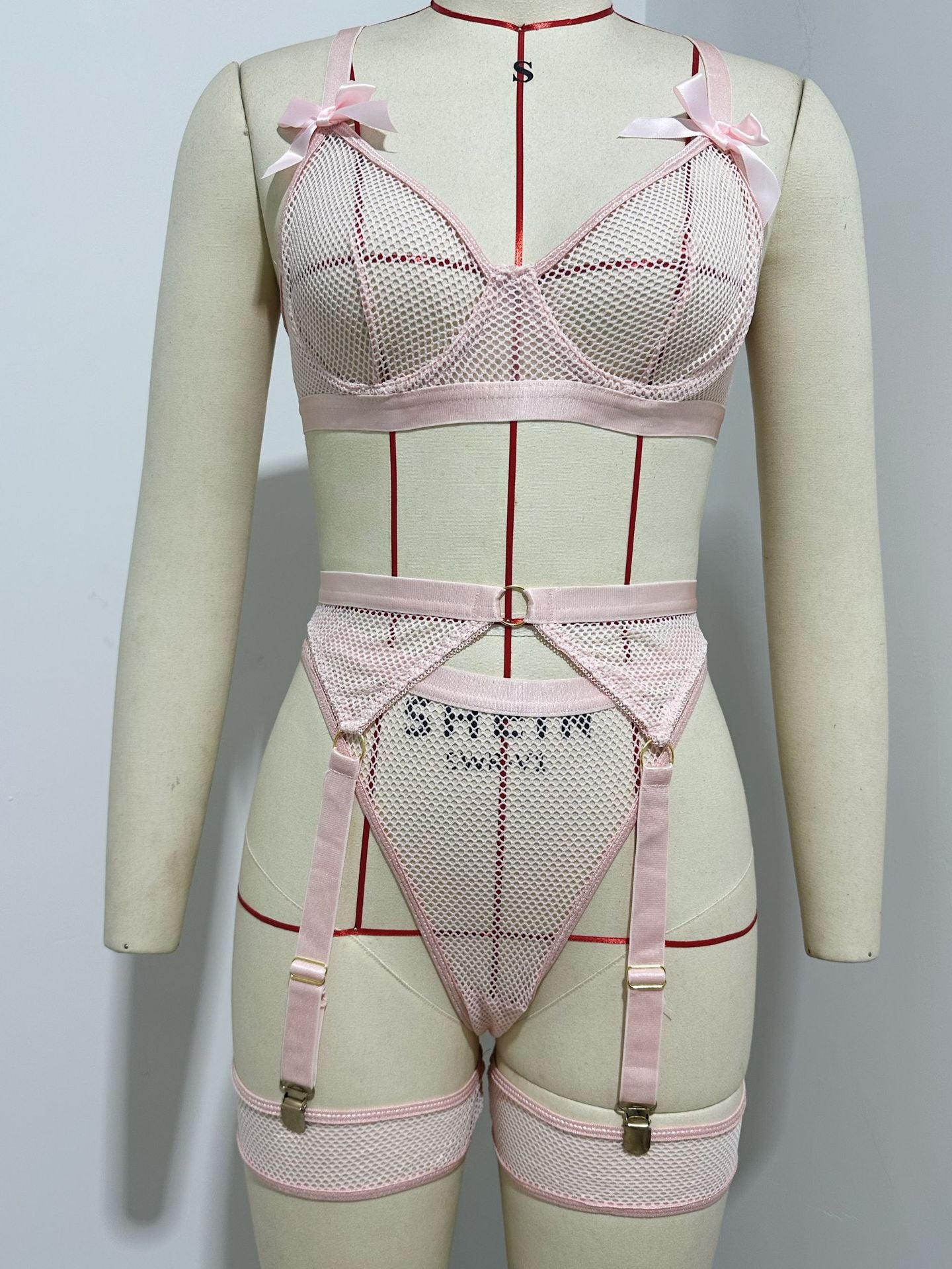 Sexy Lingerie Set with Mesh and Bowknot Binding - Erotic Underwear Suit for Women