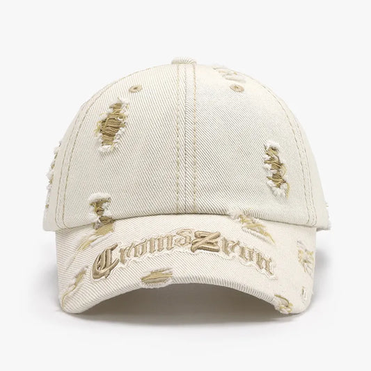 Distressed Letter Embroidered Baseball Cap