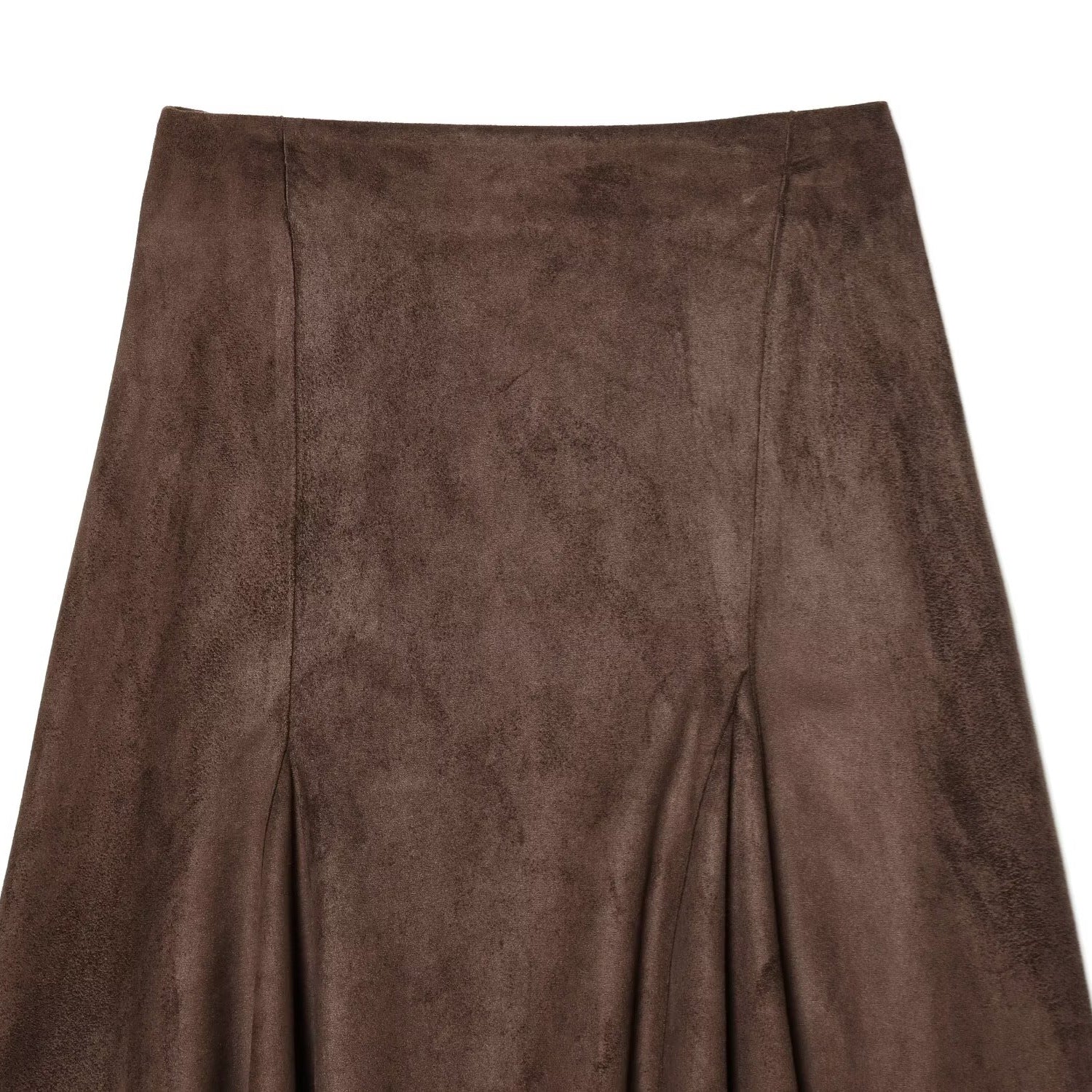 Asymmetric suede effect MIDI skirt