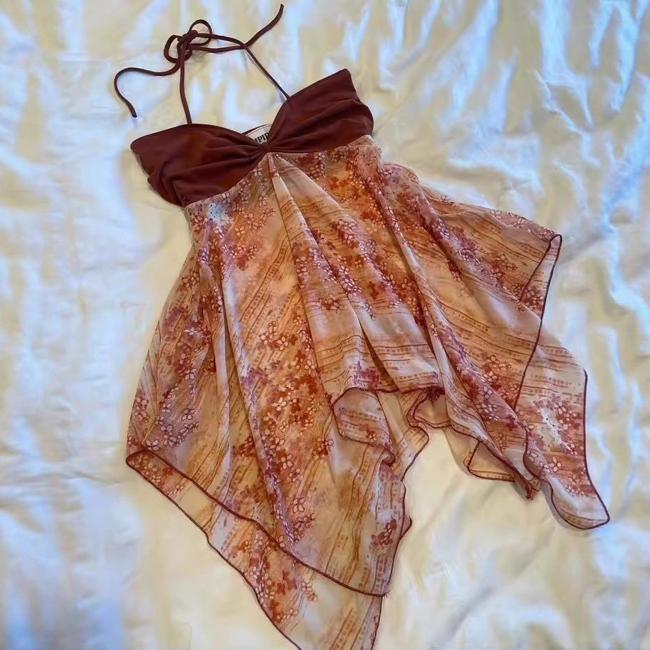 Halter Strapless Dress with Unique Design for Beach Vacation Style