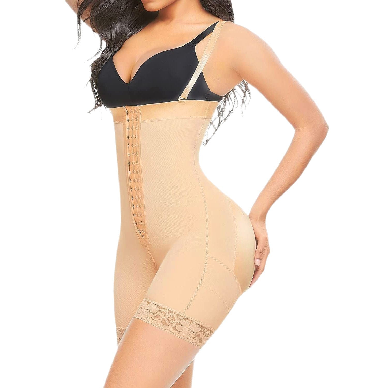 Adjustable seamless high waisted beauty pants with zipper waist cinching body shaping and gathering jumpsuit