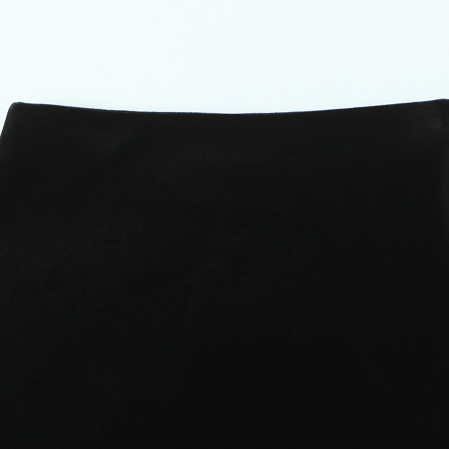 Asymmetric lace velvet skirt