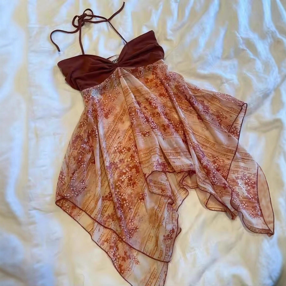 Halter Strapless Dress with Unique Design for Beach Vacation Style