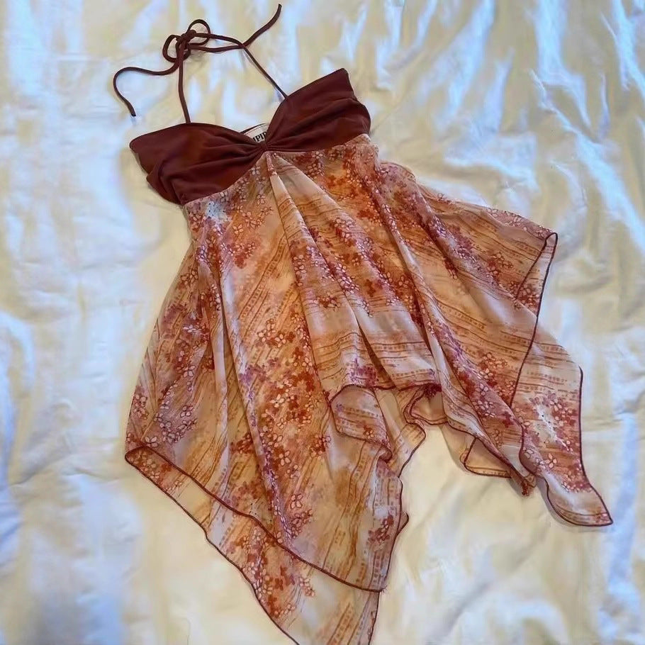 Halter Strapless Dress with Unique Design for Beach Vacation Style