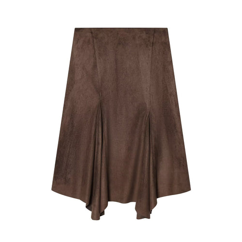 Asymmetric suede effect MIDI skirt