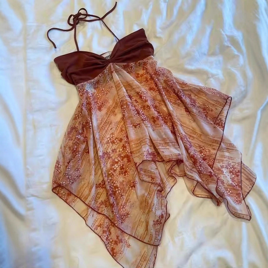 Halter Strapless Dress with Unique Design for Beach Vacation Style