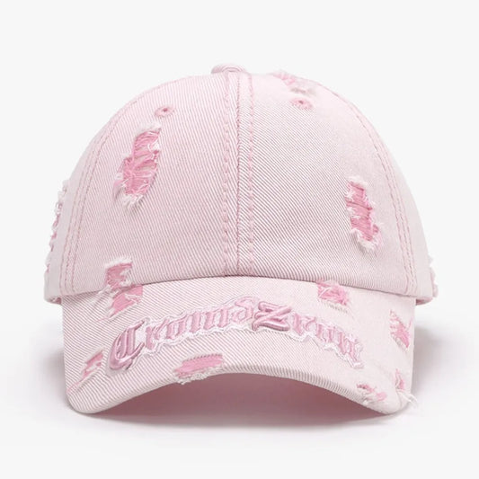 Distressed Letter Embroidered Baseball Cap