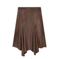 Asymmetric suede effect MIDI skirt