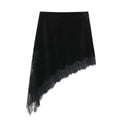Asymmetric lace velvet skirt