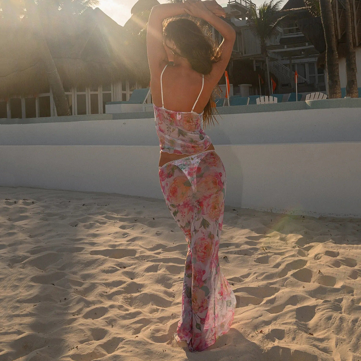 Beach Dress Bikini Sexy  Floral Mesh Women's Swimsuit