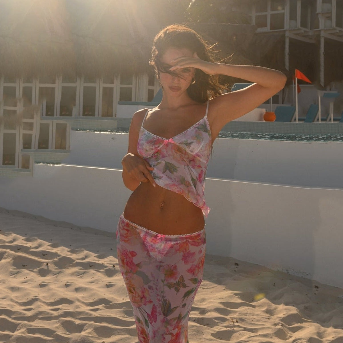 Beach Dress Bikini Sexy  Floral Mesh Women's Swimsuit